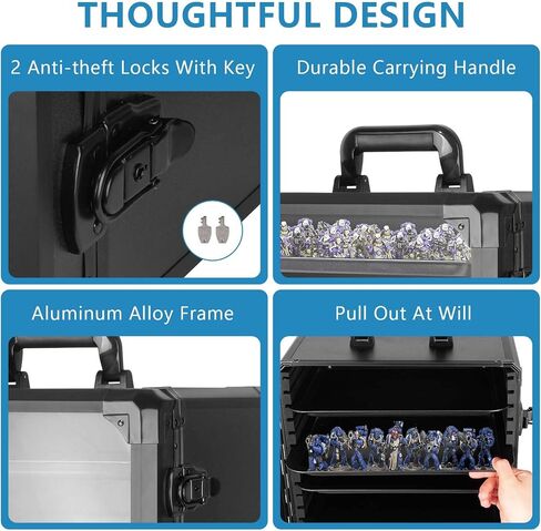 Miniature Carrying Case, Miniature Storage, Miniature Case, Aluminum Alloy Frame with Lock, Display and Transport Action Figure Display case in Kuwait