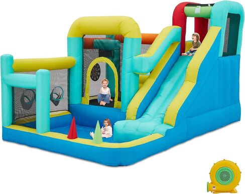Inflatable White Bounce House,Indoor & Outdoor Bouncy Castle with Air Blower,Ball Pool and Slide for Wedding Party Kids Birthday Party in Saudi Arabia
