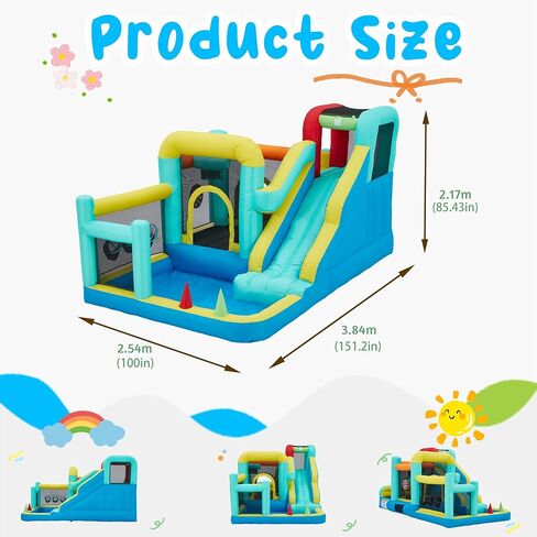 Inflatable White Bounce House,Indoor & Outdoor Bouncy Castle with Air Blower,Ball Pool and Slide for Wedding Party Kids Birthday Party in Saudi Arabia