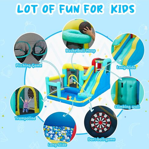Inflatable White Bounce House,Indoor & Outdoor Bouncy Castle with Air Blower,Ball Pool and Slide for Wedding Party Kids Birthday Party in Saudi Arabia