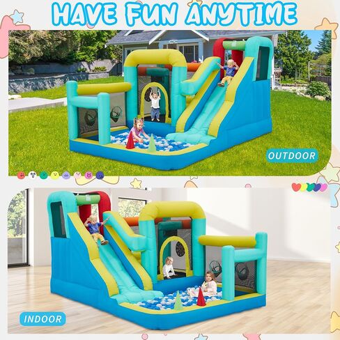 Inflatable White Bounce House,Indoor & Outdoor Bouncy Castle with Air Blower,Ball Pool and Slide for Wedding Party Kids Birthday Party in Saudi Arabia