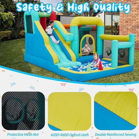 Inflatable White Bounce House,Indoor & Outdoor Bouncy Castle with Air Blower,Ball Pool and Slide for Wedding Party Kids Birthday Party in Saudi Arabia