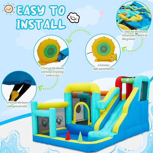 Inflatable White Bounce House,Indoor & Outdoor Bouncy Castle with Air Blower,Ball Pool and Slide for Wedding Party Kids Birthday Party in Saudi Arabia