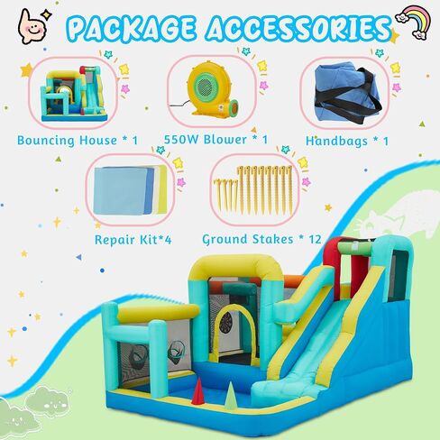 Inflatable White Bounce House,Indoor & Outdoor Bouncy Castle with Air Blower,Ball Pool and Slide for Wedding Party Kids Birthday Party in Saudi Arabia