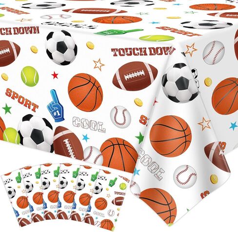 4 Pack Sports Tablecloth Sports Party Decorations Sport Theme Birthday Table Cloth Soccer Basketball Football Baseball Table Covers for Boys All Star Sport Themed Parties Supplies 51 x 86 in in Kuwait