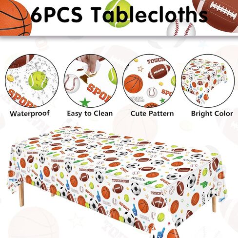 4 Pack Sports Tablecloth Sports Party Decorations Sport Theme Birthday Table Cloth Soccer Basketball Football Baseball Table Covers for Boys All Star Sport Themed Parties Supplies 51 x 86 in in Kuwait