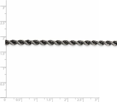 The Black Bow 4mm Sterling Silver & Black Plated Solid Rope Chain Necklace in Saudi Arabia