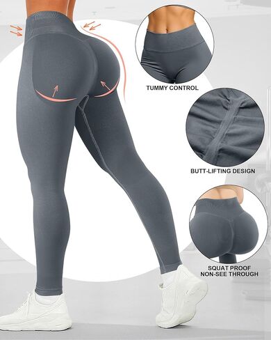Coume 3 Pack Workout Leggings for Women Seamless Butt Lifting Leggings Compression Tummy Control Mid-Low Waist Yoga Pants in Saudi Arabia