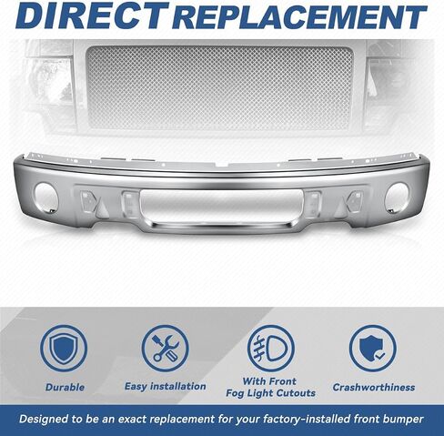 Auto Dynasty Front Bumper Impact Face Bar Compatible with 2009-2014 Ford F-150, with Fog Light Cutout, Non Fit Harley Davidson/Raptor Model, Painted Black in Saudi Arabia