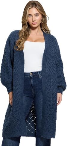 GUESS Women's Eco Long Sleeve Mix Stitch Valeria Cardigan in Saudi Arabia