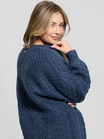 GUESS Women's Eco Long Sleeve Mix Stitch Valeria Cardigan in Saudi Arabia
