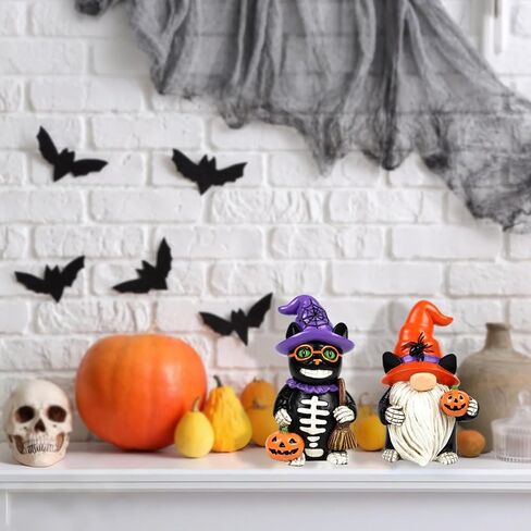 زخارف التماثيل الهالوين 2 PCS راتنج جمجمة ديكور الهيكل العظمي التماثيل التماثيل الإلغاء العطلة التمثال القابل للتحصيل للنساء الرجال الأطفال in Kuwait