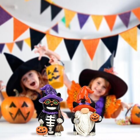 زخارف التماثيل الهالوين 2 PCS راتنج جمجمة ديكور الهيكل العظمي التماثيل التماثيل الإلغاء العطلة التمثال القابل للتحصيل للنساء الرجال الأطفال in Kuwait