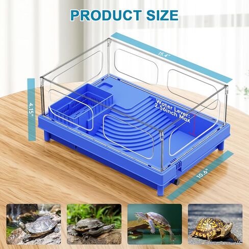 Geegoods Turtle Tank, Turtle Aquarium with Filter, Colored Rocks, Brush and Small Plant for for Turtles, Crabs, Crayfish, Small Reptiles in Kuwait