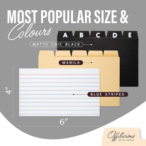 Index Card Box 3x5 - Recipe Box with Manila Dividers & Stickers - Premium Index Card Holder Ideal as Business Card Organizer, Recipe Card Box, Index Card Organizer, Flash Card Holder in Saudi Arabia