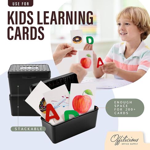 Index Card Box 3x5 - Recipe Box with Manila Dividers & Stickers - Premium Index Card Holder Ideal as Business Card Organizer, Recipe Card Box, Index Card Organizer, Flash Card Holder in Saudi Arabia