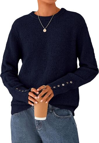 بيتيجاردن ساوث سترات سقوط أزياء 2025 Crewneck crewneck زر طويلة الأكمام الطويلة قمم متماسكة in Kuwait