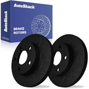 AutoShack Pair of 2 Rear NightGuard Coated Drilled Slotted Black Brake Rotors Driver and Passenger Side Replacement for Chevrolet Impala Limited Buick LaCrosse Allure Pontiac Grand Prix PR65087DSBPR in Kuwait