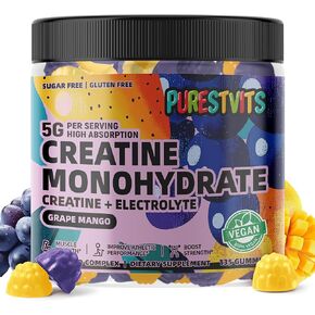 Creatine Monohydrate Gummies (5g) – Pre-Workout Energy & Muscle Growth Support for Men & Women | Blueberry Raspberry Electrolyte Gummies (135 Count) in Saudi Arabia