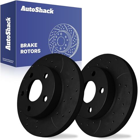 AutoShack Pair of 2 Rear NightGuard Coated Drilled Slotted Black Brake Rotors Driver and Passenger Side Replacement for Chevrolet Impala Limited Buick LaCrosse Allure Pontiac Grand Prix PR65087DSBPR in Kuwait