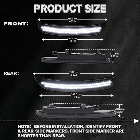 Dynamic Amber & Red LED Side Marker Lights for Dodge Charger 2015-2024 Scan Smoked Lens 4PCS Front & Rear Bumper Reflector Lamp in Saudi Arabia