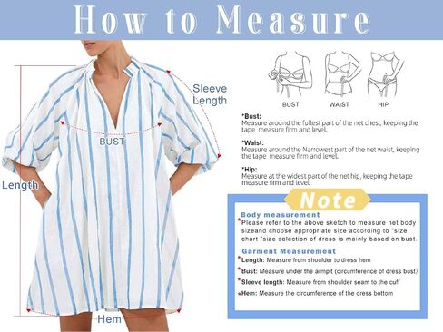 chouyatou Women's Summer Half Puff Sleeve Cotton Dress Notch Neck Striped Midi Dress with Pockets in Saudi Arabia