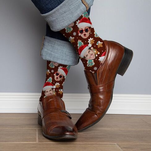 جوارب وجه Artsadd مخصصة - جوارب شخصية مضحكة مع صورة - هدايا للرجال ، أبي ، يوم الآباء ، عيد ميلاد in Kuwait