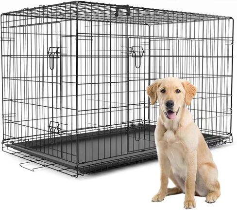 Petstuff Great Crates 36 "قفص الكلب الكبير - بيت الكلب الشاق مع لوحة مقسم للحيوانات الأليفة 40-60 رطلاً - صينية متينة للورق - قابلة للطي ، مقبض وعجلات سهلة الحركة in Saudi Arabia