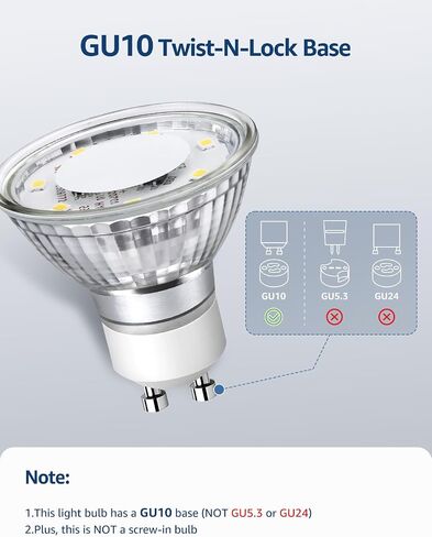 LE GU10 LED Light Bulbs Non-Dimmable, 5000K Daylight White GU10 Bulb Replacement for Recessed Track Lighting, 4W LED Bulbs with 100°Flood Beam for Kitchen, Range Hood, Living Room, Bedroom, 6 Pack in Saudi Arabia