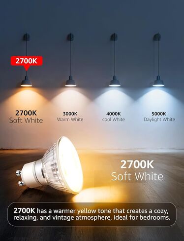 LE GU10 LED Light Bulbs Non-Dimmable, 5000K Daylight White GU10 Bulb Replacement for Recessed Track Lighting, 4W LED Bulbs with 100°Flood Beam for Kitchen, Range Hood, Living Room, Bedroom, 6 Pack in Saudi Arabia