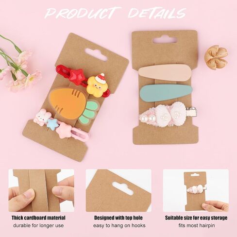 200Pcs Hair Clip Display Cards,2.64x4.53 Inch Hair Bow Holder Cards,350GSM Cardstock Rectangle White Paper Cardboard Hair Barrettes Jewelry Display Holder for Hair Accessories Display and Organizing in Saudi Arabia
