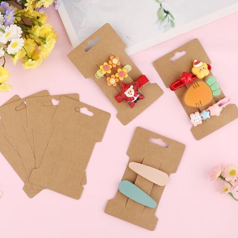 200Pcs Hair Clip Display Cards,2.64x4.53 Inch Hair Bow Holder Cards,350GSM Cardstock Rectangle White Paper Cardboard Hair Barrettes Jewelry Display Holder for Hair Accessories Display and Organizing in Saudi Arabia