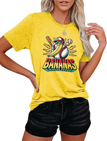 Banana Shirts Baseball Shirt for Women Team Womens Funny Baseball Fan Short Sleeve Tee Top in Kuwait