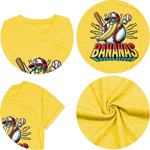 Banana Shirts Baseball Shirt for Women Team Womens Funny Baseball Fan Short Sleeve Tee Top in Kuwait