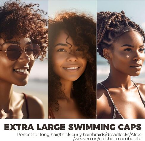 2 Pack Extra Large Swim Cap for Women and Men Adult Youth,Waterproof Silicone Swim Cap for Very Long Hair, Thick Curly Hair & Dreadlocks Braids Weaves Afro Hair in Saudi Arabia