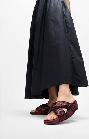 FITFLOP للسيدات LULU-STRELLED-SHIMMER CROSS SLIDES WEDGE SANDAL in Kuwait