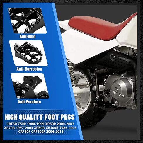 Dirt Bike Foot Pegs,Wider Motorcycle Footpegs CNC for CRF 50 CRF70 CRF80 CRF100 XR50 XR70 XR80 XR100 CRF 70 80 100 XR 50 70 80 100 Z50R Black in Saudi Arabia