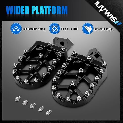 Dirt Bike Foot Pegs,Wider Motorcycle Footpegs CNC for CRF 50 CRF70 CRF80 CRF100 XR50 XR70 XR80 XR100 CRF 70 80 100 XR 50 70 80 100 Z50R Black in Saudi Arabia