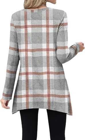 Xieerduo Tunic Tunic Tops Long Sleeve Crew Neck High Low Low Lower Lough Lit Lit Blouses مع جيوب in Saudi Arabia
