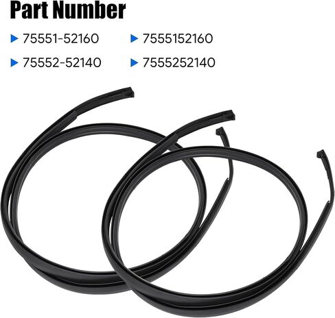 1Pair Roof Molding Drip Weatherstrip Car Side Trim Seal Strip Compatible with Toyota Tundra 4 Full Doors Crew Cab 2007-2020 Replace 75552-0C060 75551-0C060 755520C060 755510C060(Not Fit Double Cab) in Saudi Arabia