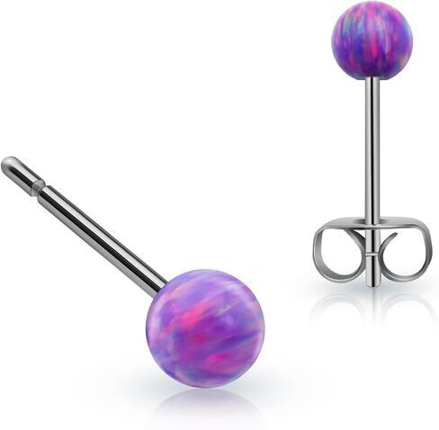 XUU Titanium Opal Stud Earrings,Hypoallergenic 20G Earrings for Sensitive Ears, Multi-Color Options Available,4mm/5mm Stud Jewelry,1 Pair in Saudi Arabia