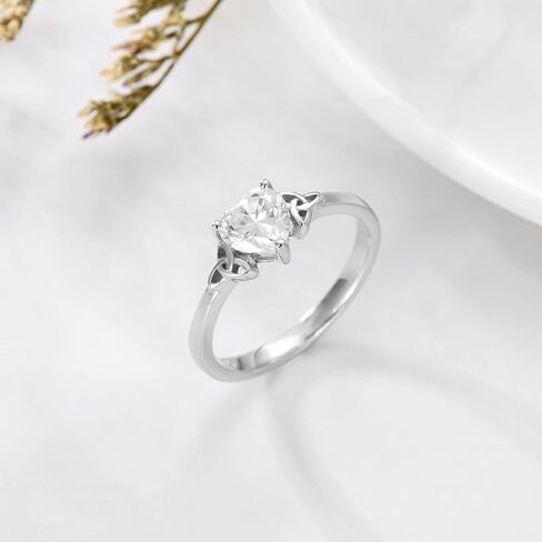 DIYA 1CT Moissanite Heart/Square Celtic Rings for Women 925 Sterling Silver Celtic Knot Engagement Wedding Band Promise Anniversary Valentine's Day Christmas Jewelry Gifts for Her Wife Size 6-9 in Saudi Arabia
