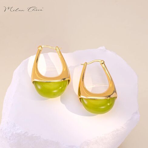 Milan Chiva 14K Gold Hoop Earrings for Women, Plated Chunky Earrings Glitter Sparkle Huggie Dainty Hypoallergenic Hoop Earrings for Womens Jewelry in Kuwait