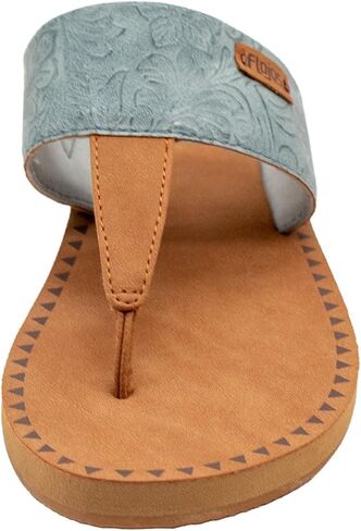 Flojos Women's Grace Flat Sandal ، Aqua Artisan ، 8 in Saudi Arabia
