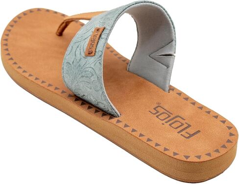Flojos Women's Grace Flat Sandal ، Aqua Artisan ، 8 in Saudi Arabia
