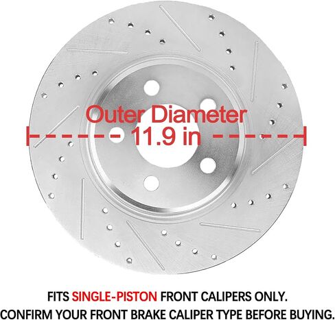 Allcombo 11.9" Front Disc Brakes Rotors and Ceramic Pads for 2008-2016 Chrysler Town & Country, Dodge Grand Caravan, 2009-2013 Dodge Journey, for Ram C/V, VW Routan Brake kit Replacement 53051 1273 in Kuwait