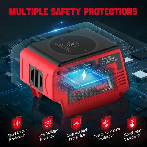 منظم الجهد 300W متوافق مع بطارية DeWalt 20V (البطارية غير المدرجة) ، 1–30 فولت إخراج DC ، شحن سريع 140 واط PD ، شاحن لاسلكي 15W in Kuwait