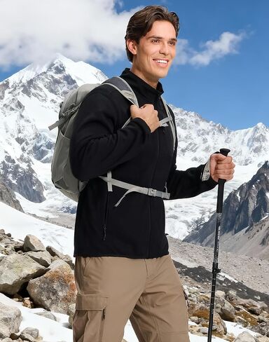 سترات صوفية للرجال من Pioneer Camp بسحاب كامل وخفيفة الوزن للشتاء الدافئ مع جيوب بسحاب معطف خارجي للتخييم الرياضي in Saudi Arabia