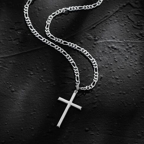 Fancime White Gold مطلي 925 قلادة قلادة من الفضة الفضية الاسترليني مع هدايا سلسلة ارتباط الصلبة 4 ملم من الرجال ، 24 بوصة in Saudi Arabia