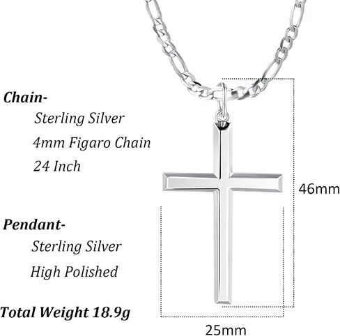 Fancime White Gold مطلي 925 قلادة قلادة من الفضة الفضية الاسترليني مع هدايا سلسلة ارتباط الصلبة 4 ملم من الرجال ، 24 بوصة in Saudi Arabia